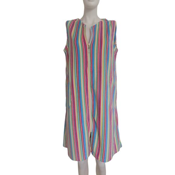 LA CERA multicolor striped robe or beach cover up terry cloth size Medium - Picture 7 of 9